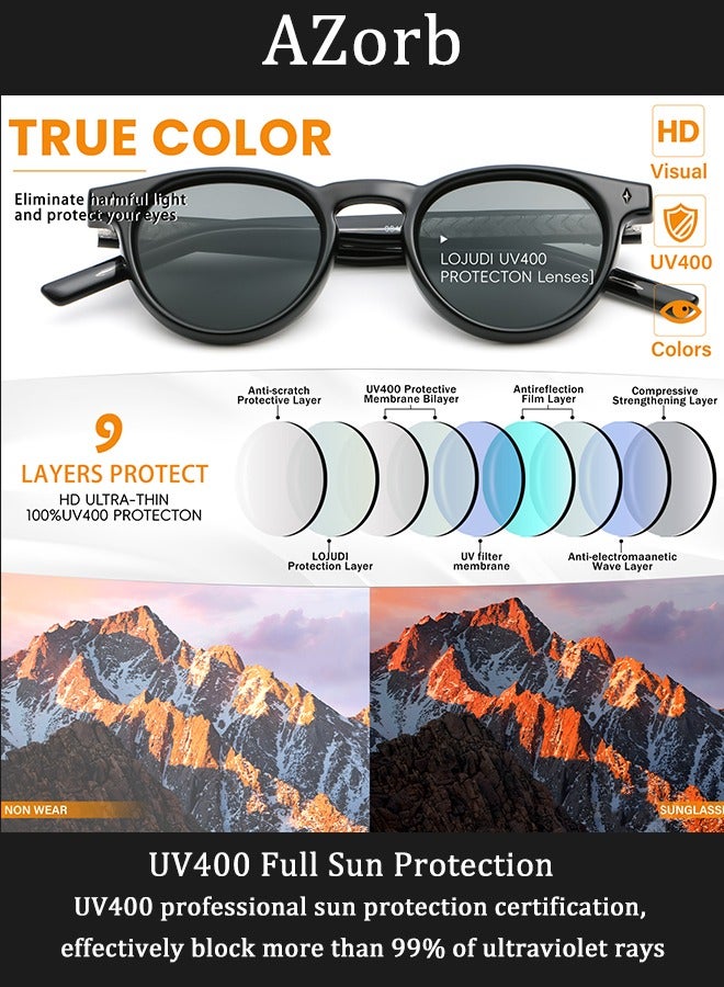AZorb 2026 NEW Sunglasses Men Women - Propionic Acid Embedded Metal Frame Round Superior Quality Sun Glassess Men's Ladies Retro Sunglass UV400 Protection Shades for Travel Driving Daily Black - Image 2